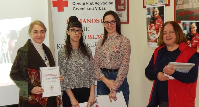 Црвени крст Врбаса упутио захвалност професорима Гимназије за успешну партнерску сарадњу